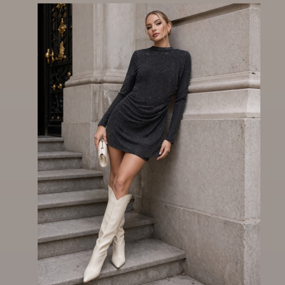 NWT Madden Girl Sparkly Long Sleeve Mini Dress in Small